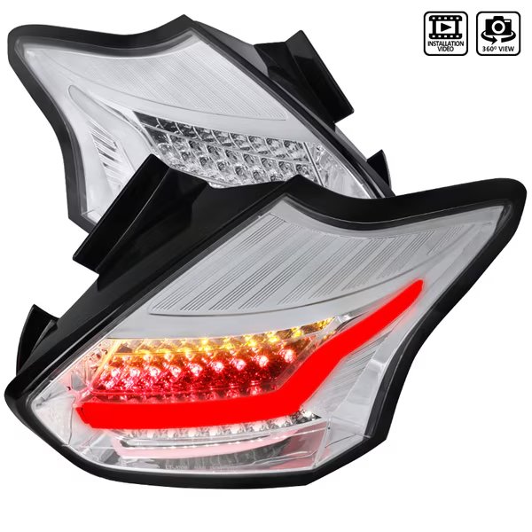 12-16 Ford Focus 5D Hb LED Tail Light Chrome, Spec-D Tuning, Mfr#: LT-FOC155CLED-TM